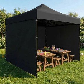 Pawilon ogrodowy eventowy FGA1, 3x3 m, automatyczny ze ściankami - namiot zamykany, czarny