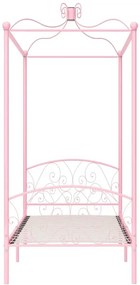 Różowe metalowe łóżko z baldachimem 100x200 cm - Ifrexi
