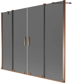 Mexen Velar Duo parawan nawannowy 2-skrzydłowy rozsuwany 170 x 150 cm, grafit, różowe złoto - 896-170-000-42-60
