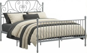 Szare metalowe łóżko w stylu loftowym 140x200 cm G4-W98