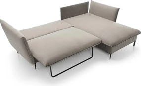 Narożnik GLOSS Prawostronny z funkcją spania, zestaw z poduszkami wolnostojący tkanina RIVIERA 21 Beżowy WERSAL
