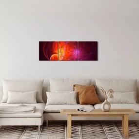 Nowoczesny obraz różowej abstrakcji (z zegarem) (90x30 cm)