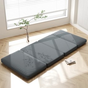 HOMCOM 3-w-1 Składany Fotel Relaksacyjny, Materac dla Gości, Dzielony, Szerokość 138 cm, Ciemnoszary