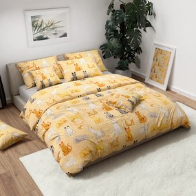 PrzytulneMieszkanie.pl PrzytulneMieszkanie.pl Bawełniana pościel CHROMA CATS kremowa Rozmiar pościeli: 2 szt 70 x 90 cm | 200 x 220 cm