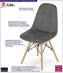 Szare skandynawskie krzesło tapicerowane Sensit