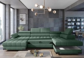 Narożnik SELVA XL Lewostronny z funkcją spania i pojemnikiem MEMPHIS 12 OLIWKOWY WERSAL