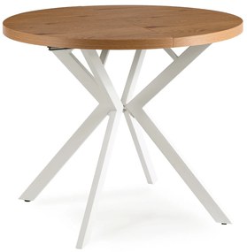 Stół Okrągły Rozkładany DORIAN 80-160 cm Dąb Złoty/Biały Skandynawski