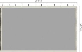 Moskitiera Outsunny do Pawilonu 3x3 z 4 Bocznymi Panelemi, Siatka Przeciwko Owadom z Zamkami i Haczykami, Siatka Nylonowa, Czarna