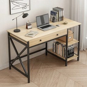 Biurko komputerowe – jasny dąb, klasyczny styl skandynawski, 120 cm