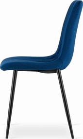 PROMOCJA Niebieskie aksamitne krzesło LAVA z czarnymi nogami II. jakość