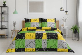 PrzytulneMieszkanie.pl PrzytulneMieszkanie.pl Pościel bawełniana na 2 łóżka CHESS LIME, kolorowe Rozmiar pościeli: 2 szt 70 x 90 cm | 2 szt 140 x 200 cm