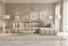 Narożnik w kształcie L GRAND 318 cm, tkanina Salvador, Beżowy, Prawy