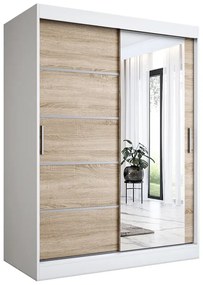 Szafa przesuwna 150 cm biel + dąb sonoma - Marmos 4X