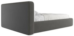 Ciemnoszare tapicerowane łóżko dwuosobowe ze schowkiem i stelażem 180x200 cm Kiana – Makamii