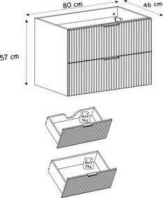 Szafka pod umywalkę, Biały / Czarny + czarny uchwyt, 100 x 57 x 46 cm + Blat