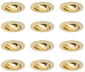 Zestaw 12 wpuszczanych reflektorów mosiężnych GU10 35 mm - Edu