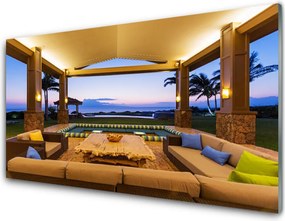 Szkło do Kuchni na Ścianę Słoneczne Patio Pod Palmami