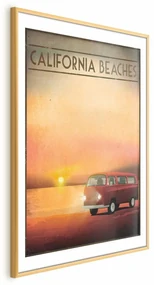 Plakat California Beaches 40x60 cm z ramą złotą z marginesem ARTGEIST B