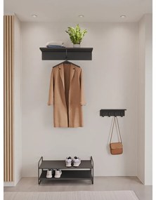 Czarny stalowy wieszak ścienny z półką 11,5 cm A-Hallway – Zone