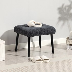 HOMCOM Taboret z miękkim siedziskiem, stalowe nogi, podnóżek z tkaniny chenille, 45 x 41 x 38 cm, ciemnoszary