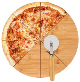 Deska do pizzy, bambusowa, Ø 35 cm + nożyk