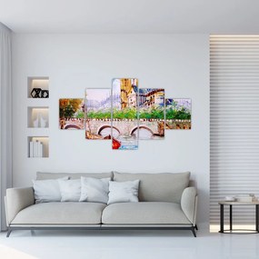 Obraz - Obraz olejny przedstawiający miasto (125x70 cm)