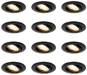Zestaw 12 czarnych opraw LED GU10 35 mm - Edu Nowoczesny Oswietlenie wewnetrzne