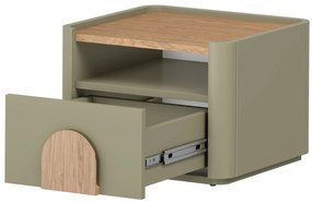 Szafka nocna Amilio z szufladą 50 cm - eukaliptus / dąb baltic dune / uchwyty dąb naturalny