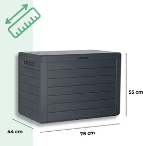 Pojemnik do przechowywania WOODEBOX, 190L,78x44x55cm, antracytowa Prosperplast