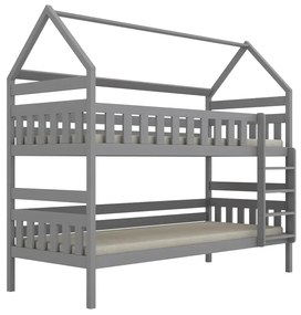Łóżko piętrowe domek FELIKS 180x80 szare drewniane KOCOT KIDS