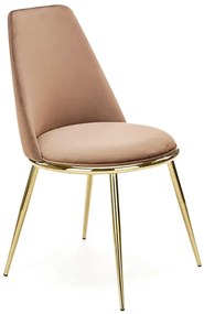 Beżowe Krzesło Welurowe W Stylu Glamour B8-T55