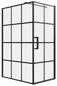 Ścianka prysznicowa stała z drzwiami wahadłowymi i sitodrukiem czarny mat - 120 x 80 x 190 cm - CAPARICA