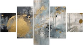 Obraz - Abstrakcja ze złotą kulą (125x70 cm)
