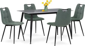 Zestaw jadalniany z blatem ceramicznym i 4 krzesłami, zielony