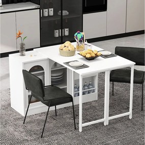 Czarna obrotowa szafka barowa - Stolik barowy z 2 szklanymi drzwiami i 2 otwartymi schowkami - obrotowy blat