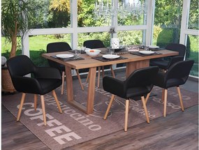 Krzesło do jadalni MCW-A50 II (zestaw 6 sztuk),  sztuczna skóra, czarne, jasne nogi