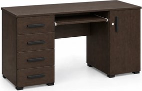 Brązowe biurko z szafką i szufladami na kluczyk wenge N2-C80