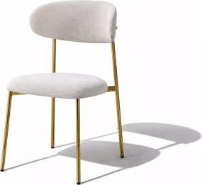 Krzesło tapicerowane Narelli kremowe złote nogi welur design retro