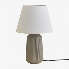 Lampa Stołowa 40 Cm Z Ceramiki I Lnu Torena Szary Kret - Sklum