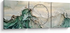 Obraz - 3D abstrakcja morza (z zegarem) (90x30 cm)
