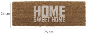 Wycieraczka pod drzwi z włókna kokosowego HOME SWEET, 75 x 26 x 2 cm