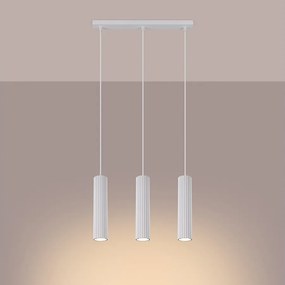 Lampa wisząca minimalistyczny Gloow, aluminium - 3 źródło światła 3000K - L.45 x H.98 cm - biały