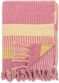 Żółto-różowy koc z bawełny z recyklingu 130x160 cm Isnel – Bloomingville