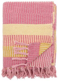 Żółto-różowy koc z bawełny z recyklingu 130x160 cm Isnel – Bloomingville