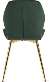 Krzesło Tapicerowane do Jadalni LUCKY Zielone Welurowe Nowoczesne Glamour