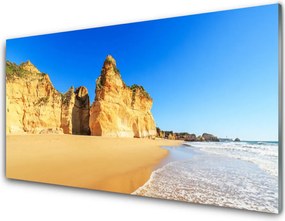 Szkło do Kuchni na Ścianę Błękit Oceanu I Złoty Piasek