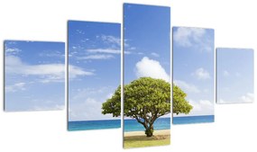 Obraz plaży z drzewem (125x70 cm)
