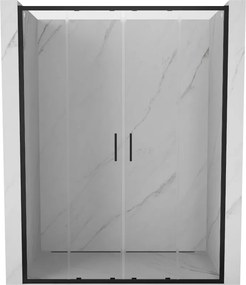 Mexen Exo-S Duo drzwi prysznicowe podwójne rozsuwane 140 cm, transparent, czarne - 8152-140-000-70-00