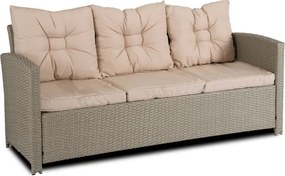 Zestaw Mebli Ogrodowych COLORADO Beżowy Sofa Pufy Stolik Tarasowy Technorattan Nowoczesny