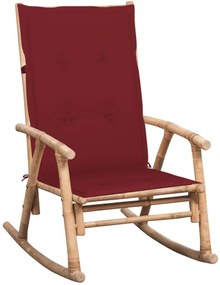 Bujany fotel bambusowy z bordową poduszką - Stella